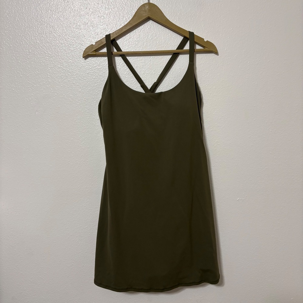 HALARA Size XL Olive Green Racerback Active Dress Built In Shorts Travel Gym